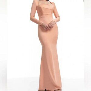 Dress The Population Coral Delores Long Sleeve Evening Gown